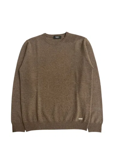 Baldinini Logo-plaque Fine-knit Sweater In Brown