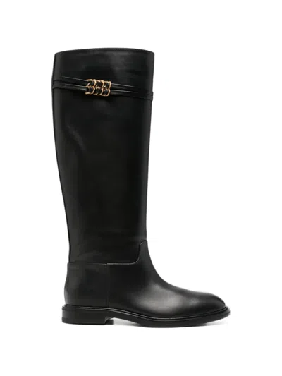 Baldinini Logo-plaque Knee-high Boots In Black