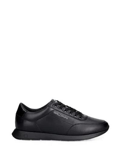 Baldinini Logo-print Leather Sneakers In Black