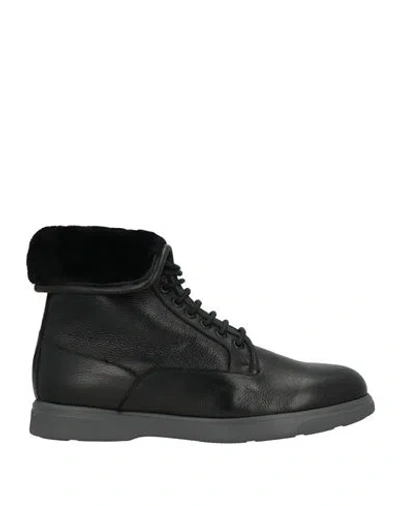 Baldinini Man Ankle Boots Black Size 6 Leather, Textile Fibers