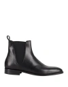 Baldinini Man Ankle Boots Black Size 9 Calfskin, Elastic Fibres In Black