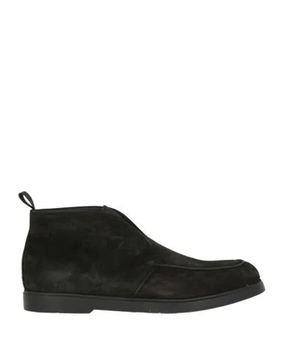 Baldinini Man Ankle Boots Black Size 9 Leather In Multi