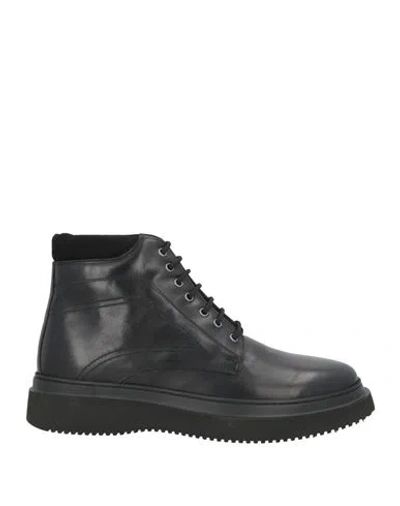 Baldinini Man Ankle Boots Black Size 9 Leather, Textile Fibers