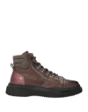 Baldinini Man Ankle Boots Brown Size 6 Calfskin, Textile Fibers