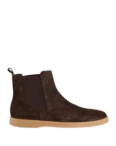 Baldinini Man Ankle Boots Cocoa Size 7 Leather In Brown