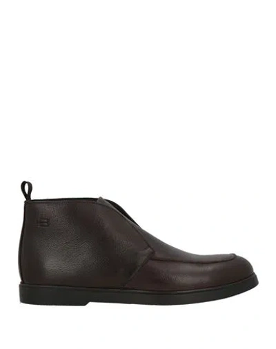 Baldinini Man Ankle Boots Dark Brown Size 9 Leather