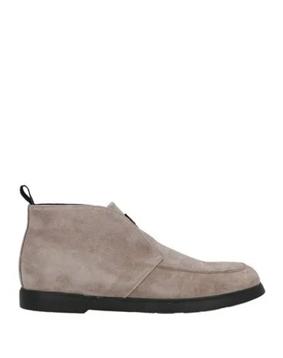 Baldinini Man Ankle Boots Light Grey Size 12 Leather In Gray