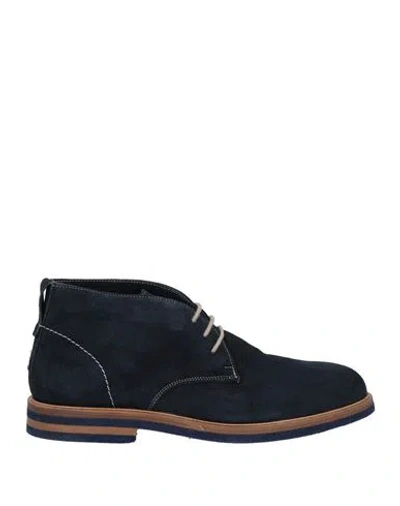Baldinini Man Ankle Boots Midnight Blue Size 7 Leather