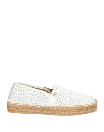 Baldinini Man Espadrilles Ivory Size 8.5 Leather In White