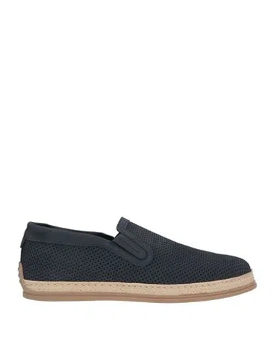 Baldinini Man Espadrilles Navy Size 9 Leather In Blue