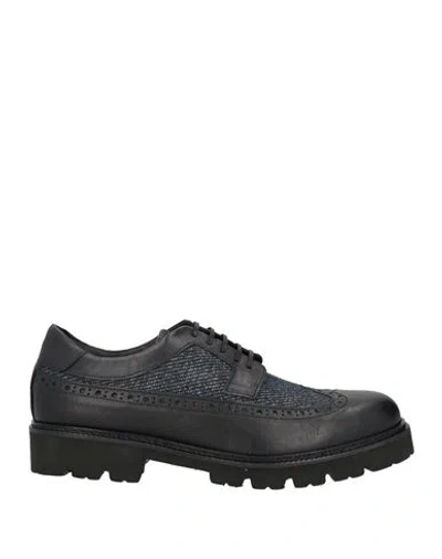 Baldinini Man Lace-up Shoes Black Size 6 Leather, Textile Fibers