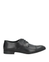 Baldinini Man Lace-up Shoes Black Size 7 Leather In Black