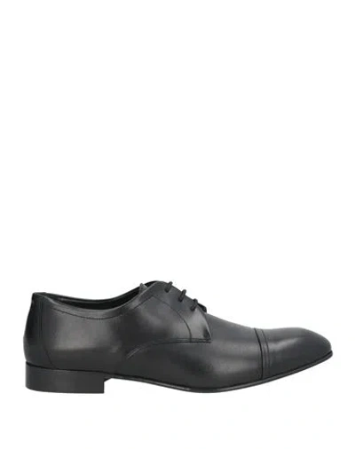 Baldinini Man Lace-up Shoes Black Size 7 Leather