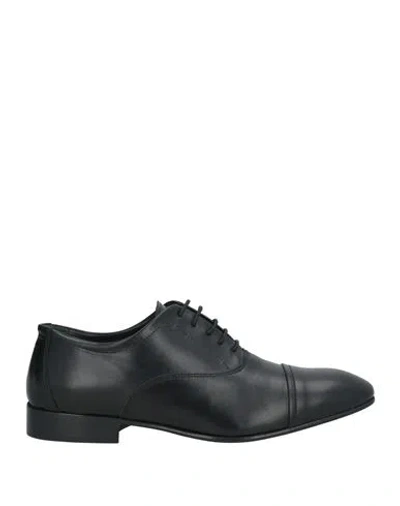 Baldinini Man Lace-up Shoes Black Size 7 Leather