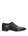 Baldinini Man Lace-up Shoes Black Size 7 Leather In Black