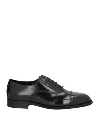 Baldinini Man Lace-up Shoes Black Size 8 Soft Leather