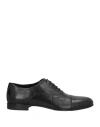 Baldinini Man Lace-up Shoes Black Size 9 Leather In Black