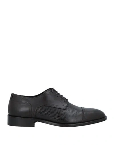 Baldinini Man Lace-up Shoes Dark Brown Size 9 Leather
