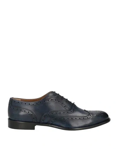 Baldinini Man Lace-up Shoes Midnight Blue Size 13 Calfskin