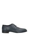 Baldinini Man Lace-up Shoes Midnight Blue Size 6 Leather In Blue