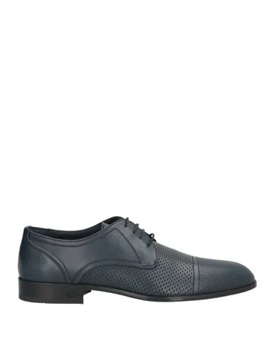 Baldinini Man Lace-up Shoes Midnight Blue Size 6 Leather