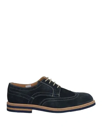 Baldinini Man Lace-up Shoes Midnight Blue Size 7 Leather