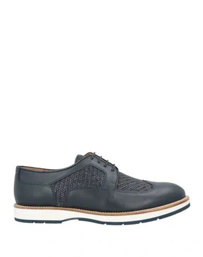 Baldinini Man Lace-up Shoes Navy Size 7 Calfskin