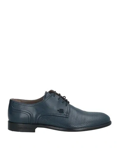 Baldinini Man Lace-up Shoes Navy Size 7 Leather