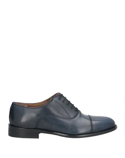 Baldinini Man Lace-up Shoes Navy Size 7 Soft Leather