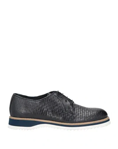 Baldinini Man Lace-up Shoes Navy Blue Size 13 Calfskin
