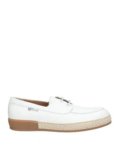 Baldinini Man Lace-up Shoes White Size 8 Leather