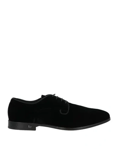Baldinini Man Lace-up Shoes Black Size 10 Textile Fibers