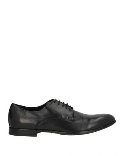 Baldinini Man Lace-up Shoes Black Size 7 Leather