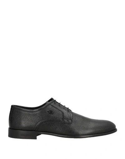 Baldinini Man Lace-up Shoes Black Size 8.5 Leather