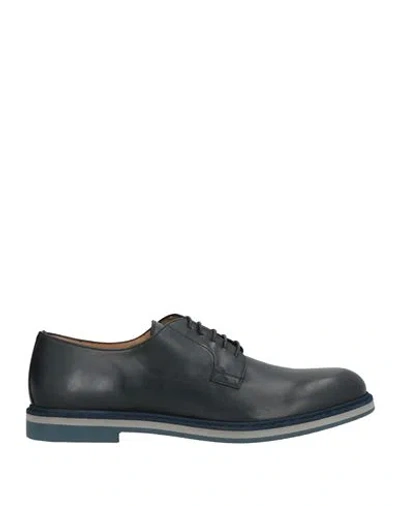 Baldinini Man Lace-up Shoes Midnight Blue Size 8 Calfskin