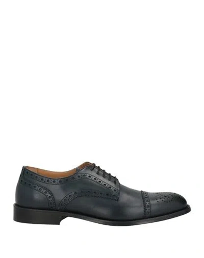 Baldinini Man Lace-up Shoes Midnight Blue Size 9 Calfskin In Multi