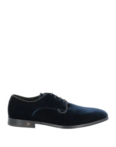 Baldinini Man Lace-up Shoes Midnight Blue Size 9 Textile Fibers