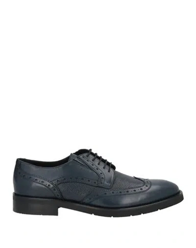 Baldinini Man Lace-up Shoes Midnight Blue Size 9.5 Calfskin