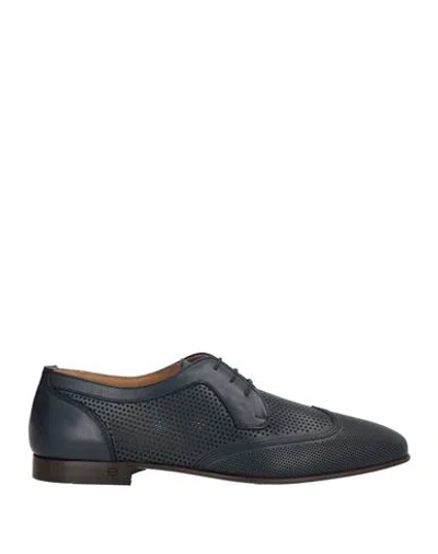Baldinini Man Lace-up Shoes Navy Size 12 Calfskin In Multi