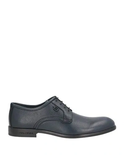 Baldinini Man Lace-up Shoes Navy Size 12 Leather In Black