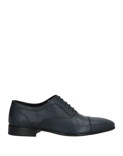 Baldinini Man Lace-up Shoes Navy Size 12 Leather In Black
