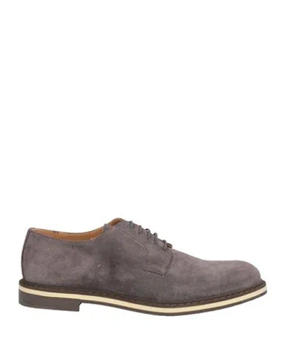 Baldinini Man Lace-up Shoes Taupe Size 9 Leather In Gray