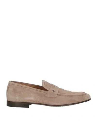 Baldinini Man Loafers Beige Size 12 Leather In Multi