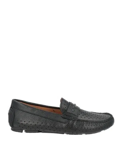 Baldinini Man Loafers Black Size 10 Leather In Blue