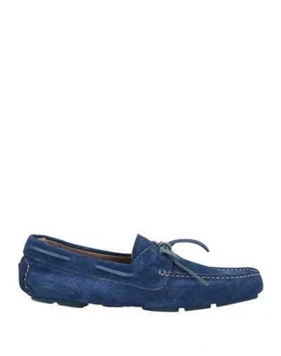 Baldinini Man Loafers Blue Size 7 Cow Leather