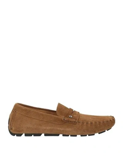 Baldinini Man Loafers Camel Size 7 Leather In Blue