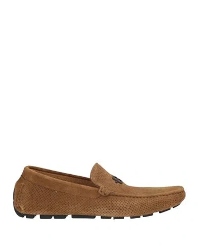 Baldinini Man Loafers Camel Size 9.5 Leather In Multi
