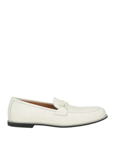 Baldinini Man Loafers Cream Size 10 Leather In Animal Print