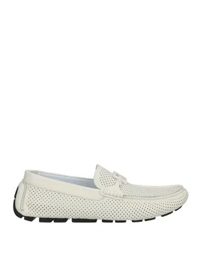 Baldinini Man Loafers Ivory Size 7 Leather In White