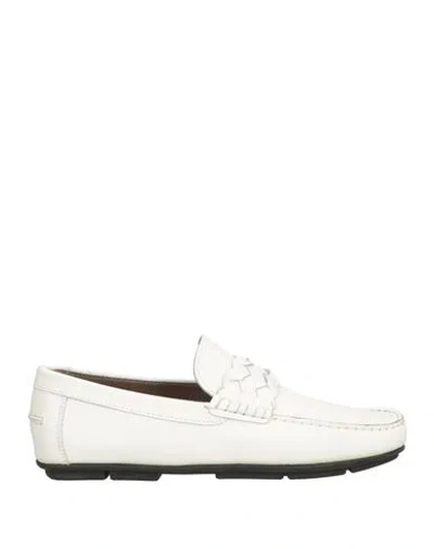 Baldinini Man Loafers Ivory Size 8.5 Calfskin In White